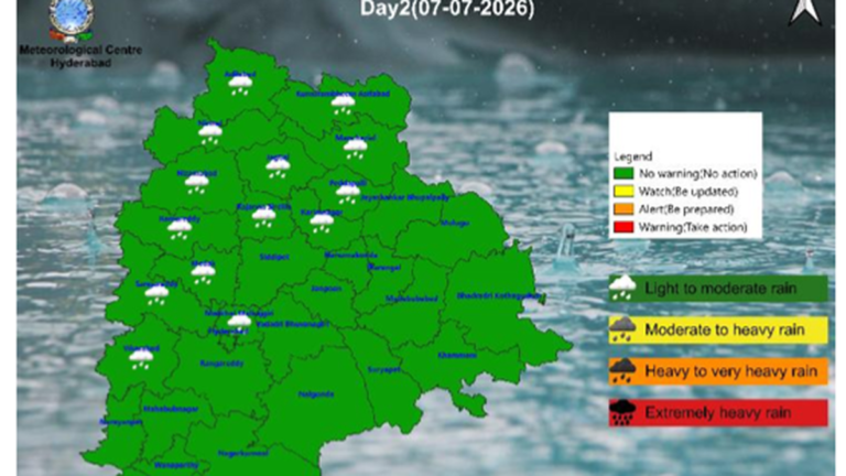 Strong surface wind likely on July 8 in 12 districts of Telangana