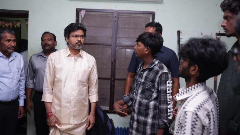 Vijay inspects MC Raja, the MBC student hostel in Chennai