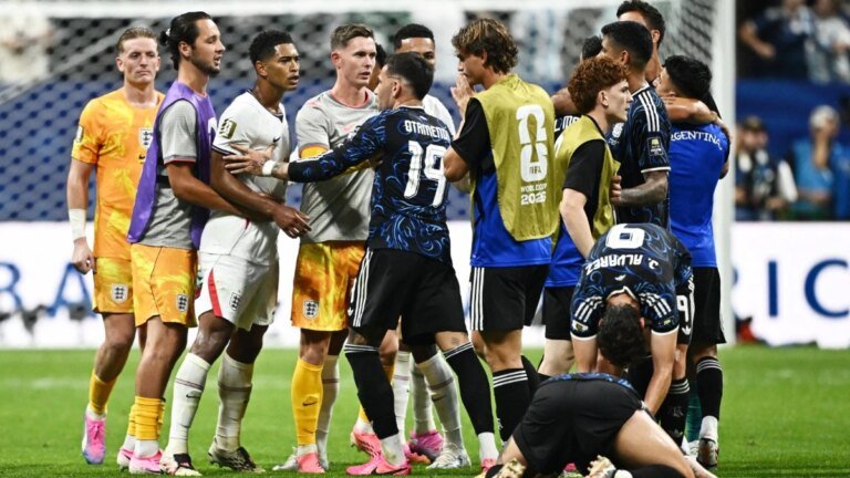 Watch: Jude Bellingham slaps Argentina star as ugly scenes break out after England exit