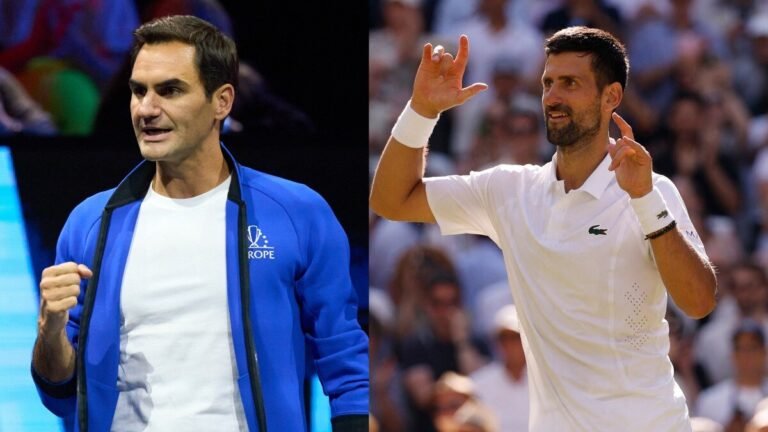 Novak Djokovic issues a cheeky challenge to Roger Federer after equaling Wimbledon record