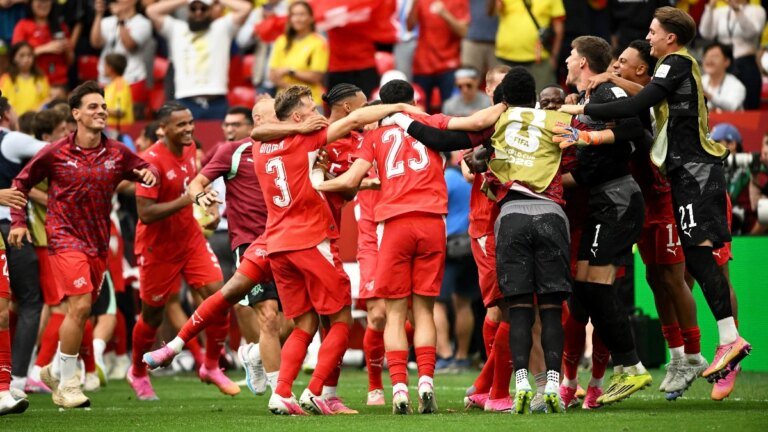 Switzerland beat Colombia on penalties to reach their first quarter-final since 1954