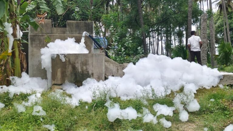 TNPCB samples water from farm wells along Palar river in Tirupattur following foam complaints