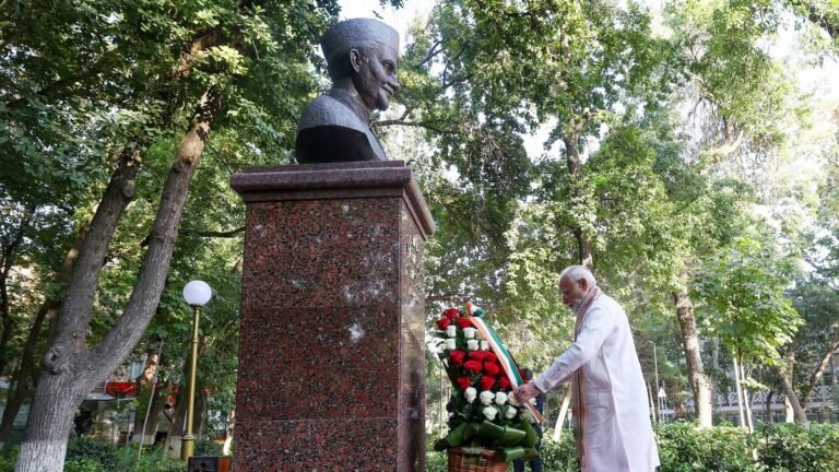 PM pays tribute to Lal Bahadur Shastri in Tashkent, plants tree with Uzbek president