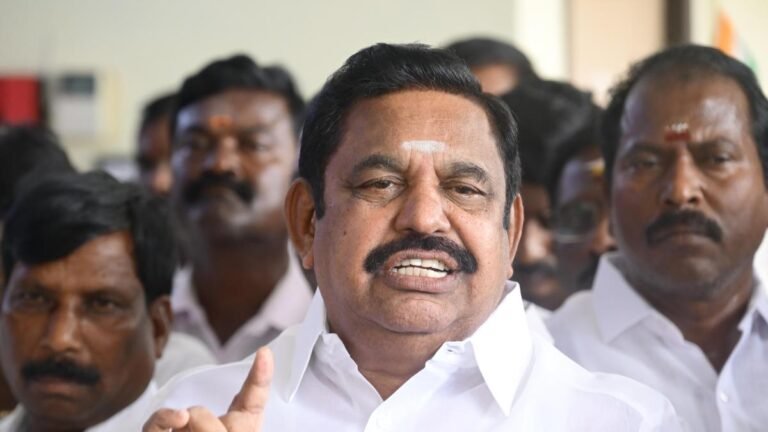 AIADMK at a protest in Alanganallur condemning TVK MLA’s comments on jallikattu