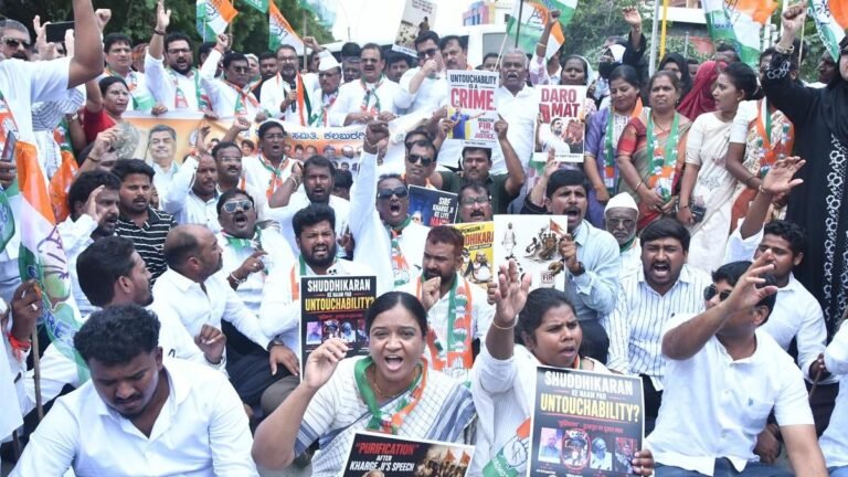 Congress protests FIR against Rahul Gandhi over ‘purification’ ritual remarks.