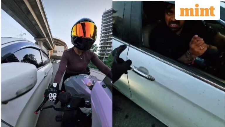 Gurugram road rage caught on camera as car hits woman biker, driver flees: ‘He kept making hand gestures’ | Today’s news