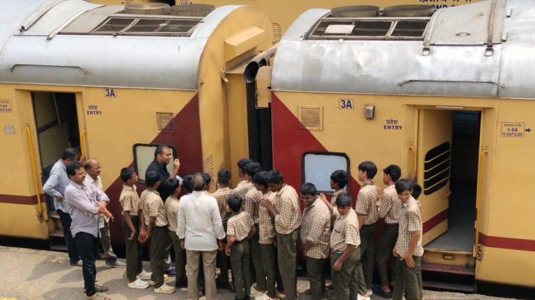 Students see trains being cleaned as South Coast Railway launches Swachhata campaign