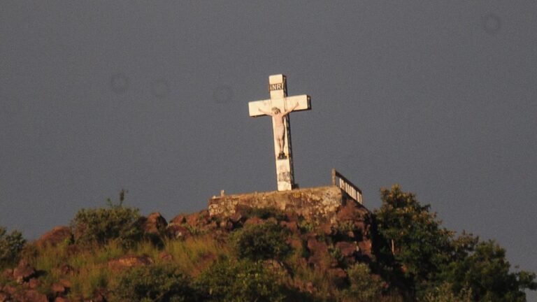 Tourists climb a cross in Keralam’s Munnar, sparking outrage