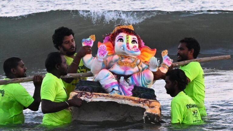 Glitzy Ganesh idol immersion leaves chaos behind