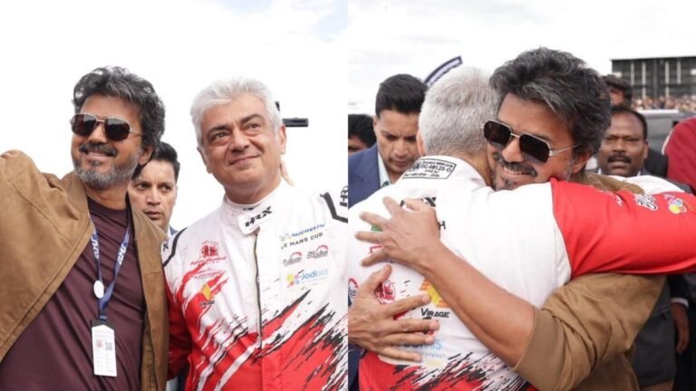 Vijay and Ajith Kumar reunite at Silverstone; fans call it “the biggest day for Tamil cinema”