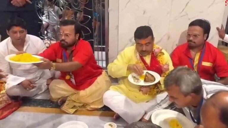 Suvendu is eaten by the fish offering at the Kalighat temple in the middle of the Bageshwar Baba row