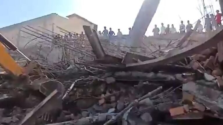 A building under construction collapsed near the town of Ambala; 10 injured, other workers feared imprisonment