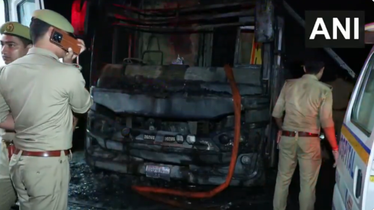 At least nine dead in sleeper bus fire on Yamuna Expressway; driver, conductor arrested for murder