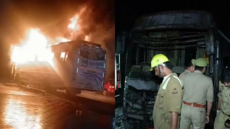 9 dead in AC bus fire on Yamuna Expressway in Greater Noida area | Today’s news