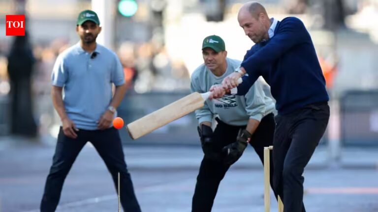 Ajinkya Rahane, Ganguly playing tennis cricket with Britain’s Prince William outside Buckingham Palace