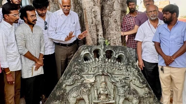 Rare statue of Gajalakshmi from Rashtrakuta period found in neglected condition in Telangana Medak