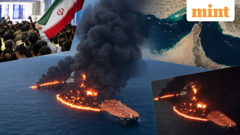 Iran says supertanker carrying 2 million barrels of oil on fire after hitting sea mine in Strait of Hormuz | Today’s news