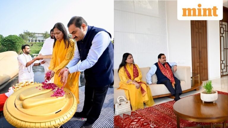 Check out pictures: Gautam Adani, wife Priti visit Shrimada Rajchandra Ashram – ‘World’s tallest idol was deeply moving’ | Today’s news