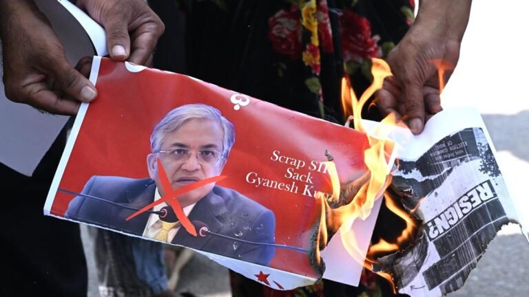 Left parties are holding protests across Visakhapatnam demanding removal of CEC