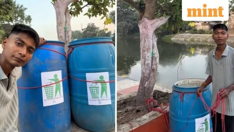 River cleaning activist Bittu Tabahi is angry after one dustbin was stolen; he kept it close to the river— Watch his video message | Today’s news