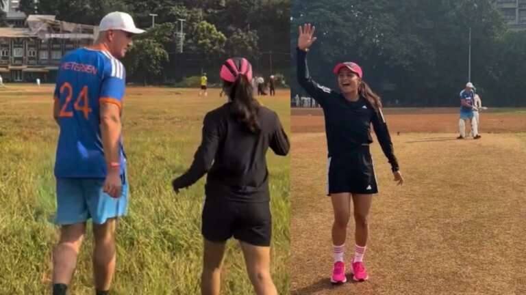 Watch: Shreyanka Patil uses Zimbabwe T20I break to train with Kevin Pietersen